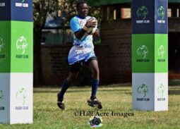 MMUST Lamech Ambetsa races for try against Mwamba. Photo Courtesy/Denis Acre-half.