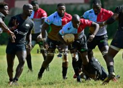Kenya Harlequin Dominic Osino in action against Impala. Photo Courtesy/Denis Acre-half.