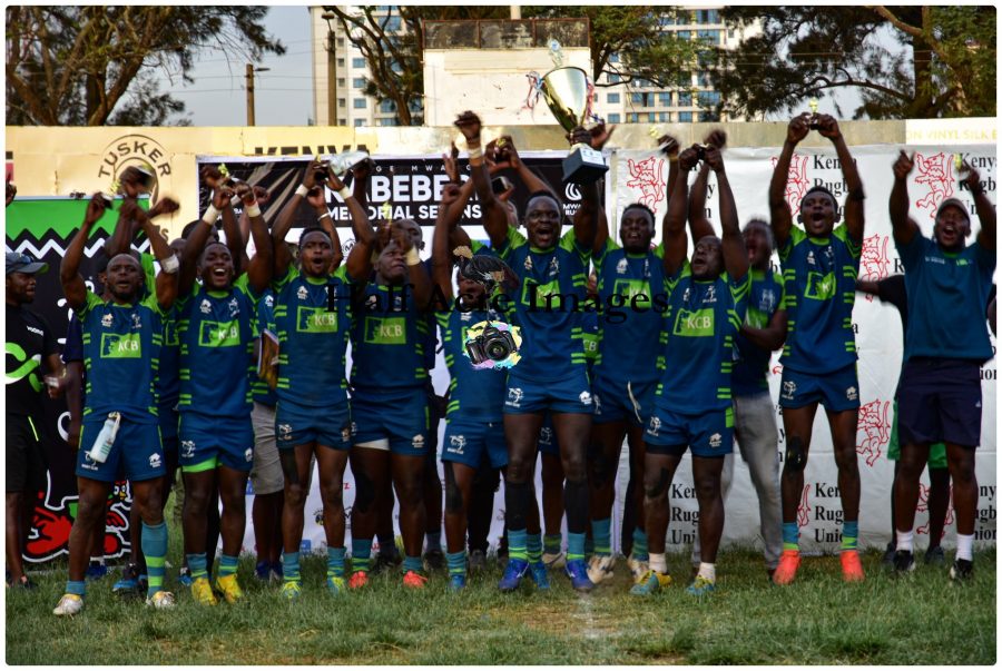 KCB hoist Kabeberi 7s trophy. Photo Courtesy/Denis Acre-half