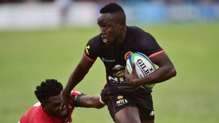 Uganda Cranes Ivan Magomu evades Kenya Simbas marker. Photo Courtesy/Uganda Rugby