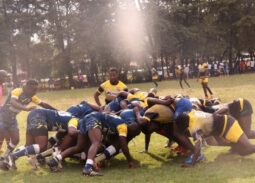 Kibabii in a scrum contest against Kisii RFC. Photo Courtesy/Kibabii