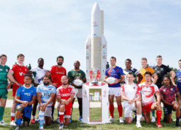 All 16 captains at the captain's photo prior to the HSBC France Sevens at Cite de l�espace on 17 May, 2022 in Toulouse, France. Photo credit: Mike Lee - KLC fotos for World Rugby