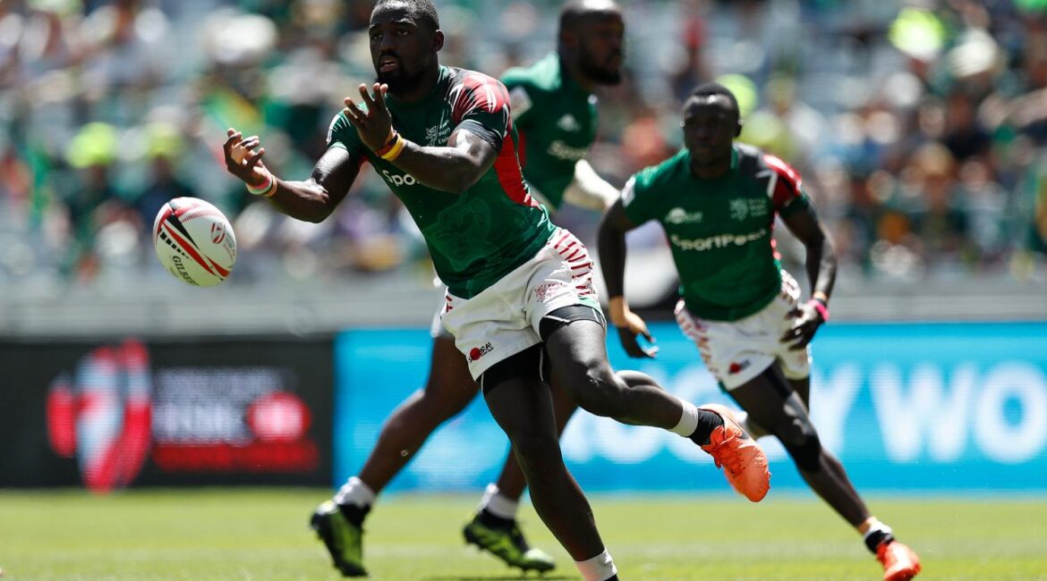 Sammy Oliech in a past action for Kenya 7s. Photo Courtesy/World Rugby