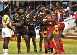 Blak Blad and Catholic Monks in a scrum contest .Photo Courtesy/Denis Acre-half