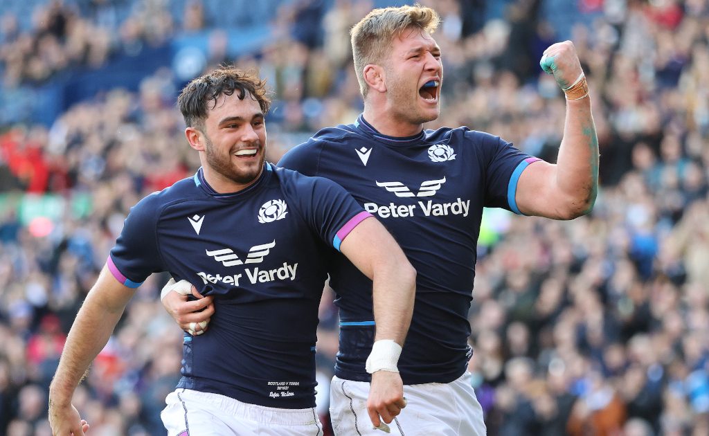 Scotland players celebrate. Photo Courtesy/scottish rugby