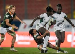 Kenya Lionesses Christabel Lindo in action against South Africa. Photo Courtesy/KRU.